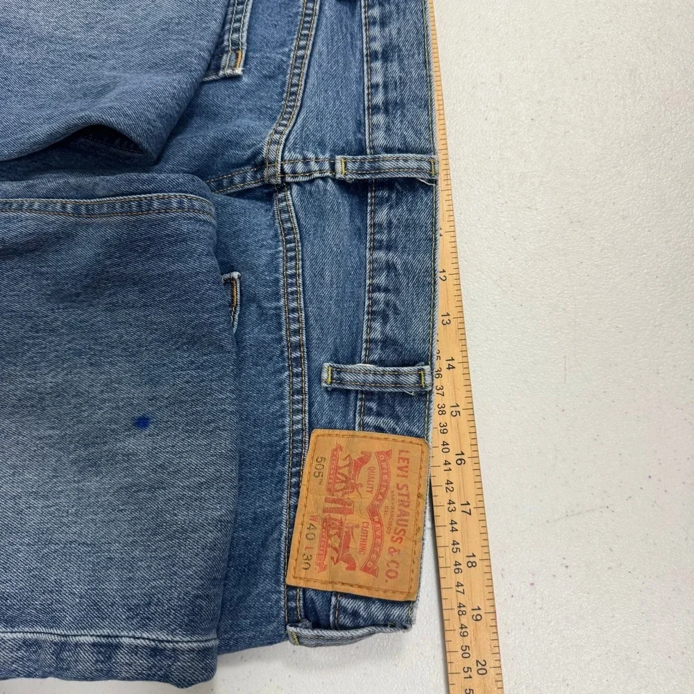 Levis 505 Regular Fit‎ Straight Leg Jeans Blue Medium Wash Mens W40 L30